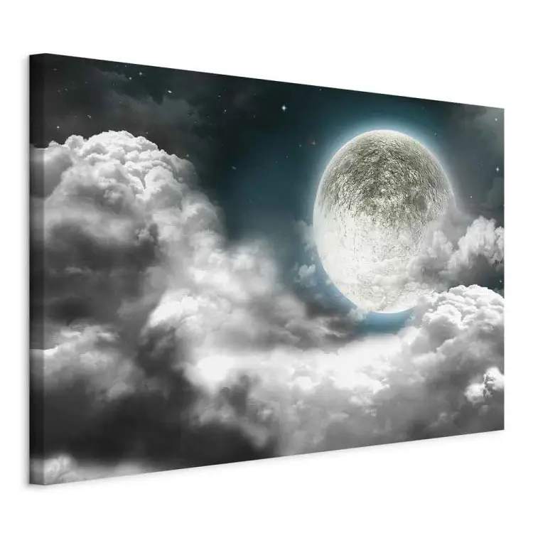 Silberne Weltkugel - Wolken, Himmel, Vollmond