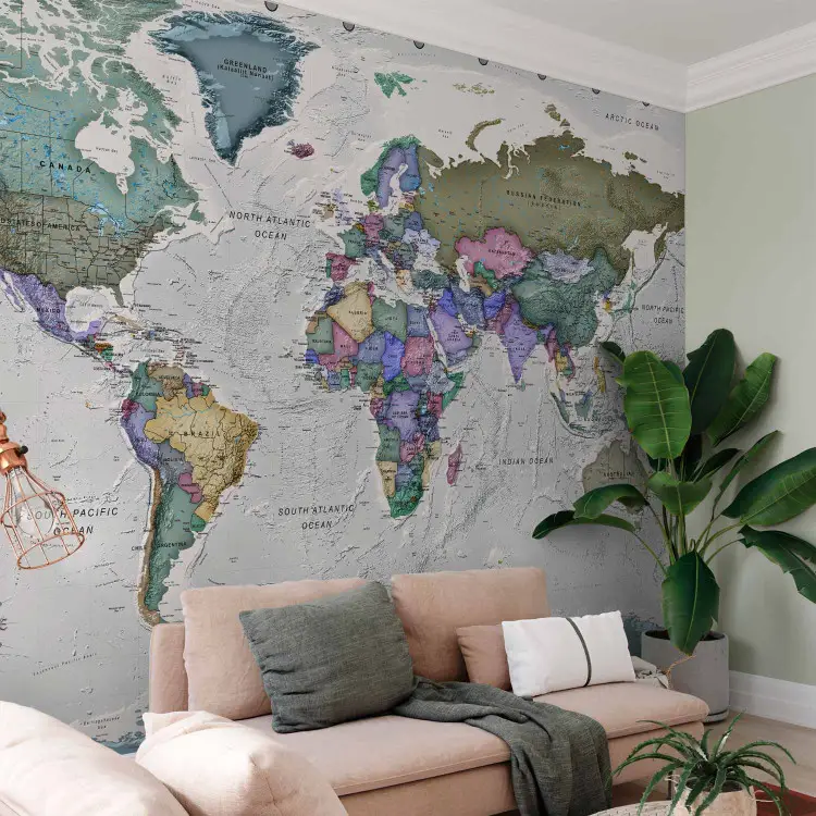 Geografie lernen - Weltkarte mit beschrifteten Ländern auf Englisch