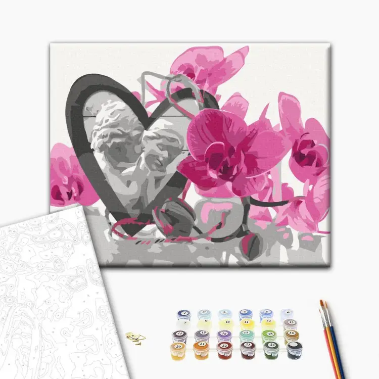 Engel (Herz & rosarote Orchidee)