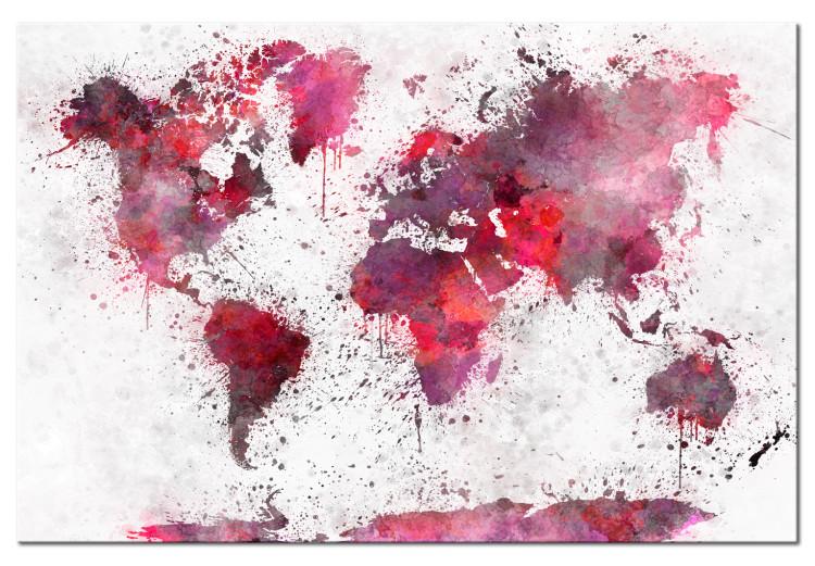 Leinwandbild World Map: Red Watercolors (1 Part) Wide
