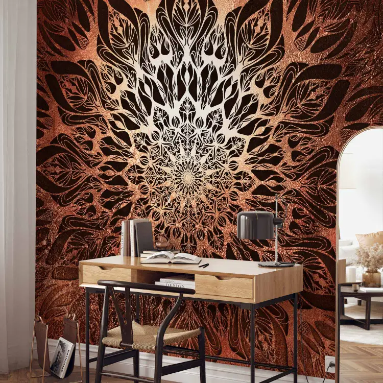 Orientalisches Spinnennetz - Schwarze beleuchtete Zen-Mandala
