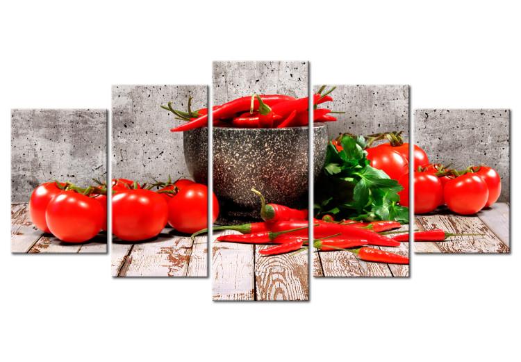 Leinwandbild Red Vegetables (5 Parts) Concrete Wide