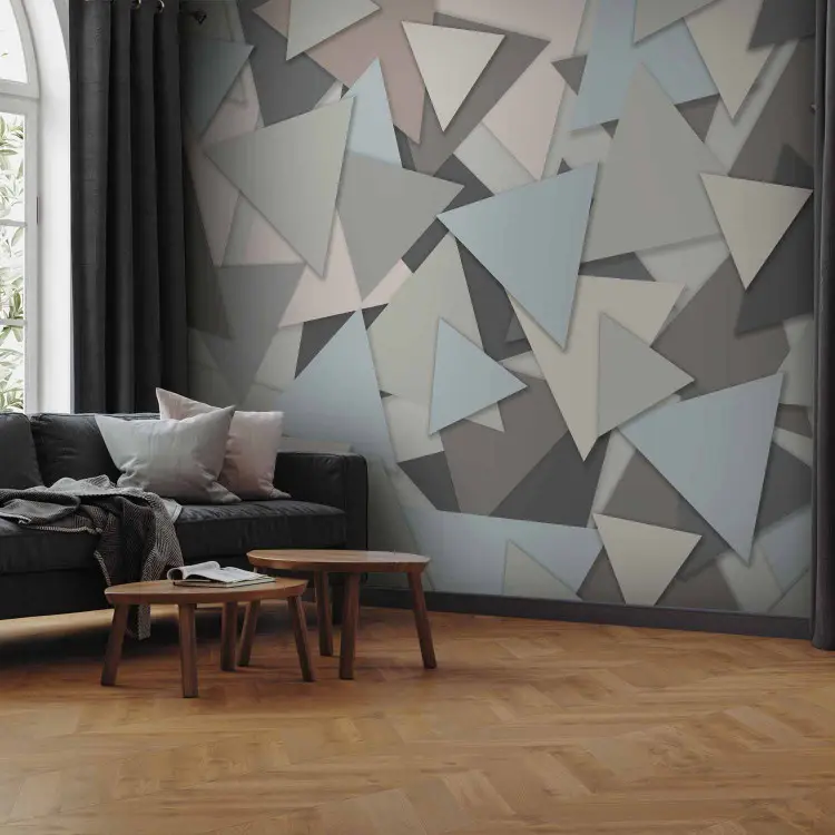 Abstraktes Puzzle - Farbige geometrische Abstraktion auf Weiß