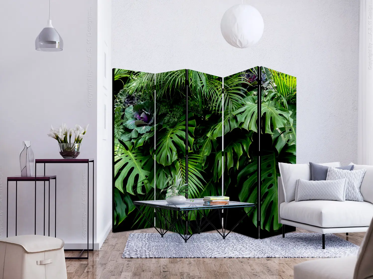 Trennwand Regenwald II - Tropische Monstera-Bltter im Dschungel -  Paravents - bimago