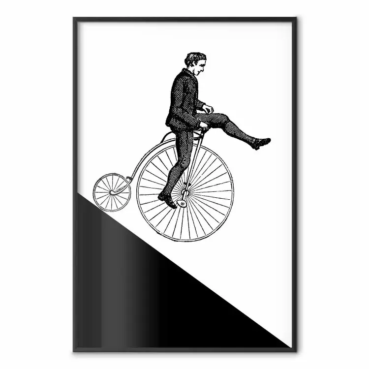 Radfahrer - Schwarz-weiße Komposition mit einem Mann auf einem Einrad