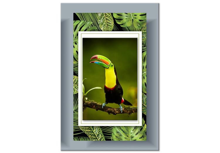 Leinwandbild Im Land der tropischen Blätter (1-teilig) - Vogel vor Dschungelnatur