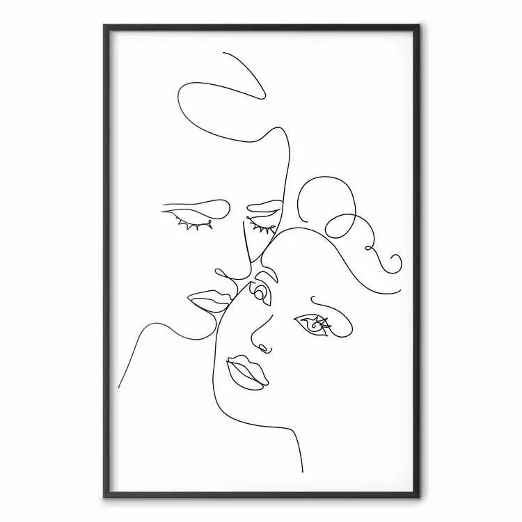Verliebt - Schwarz-weißes romantisches Lineart mit zwei Gesichtern