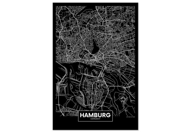 Leinwandbild Dark Map of Hamburg (1 Part) Vertical