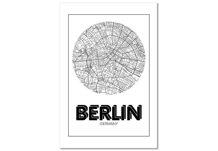Leinwandbild Berlin - minimalistische Stadtkarte der deutschen Hauptstadt in sw