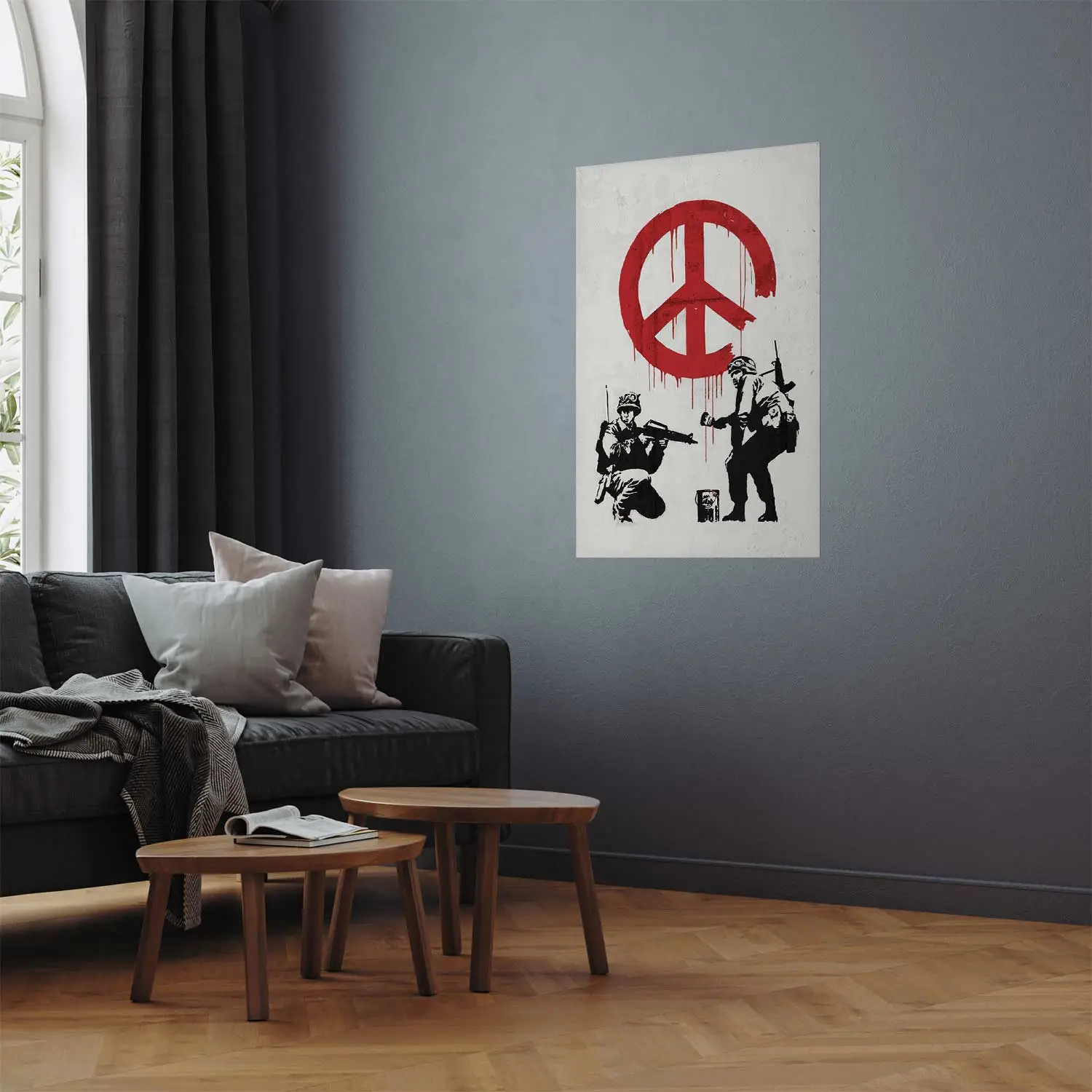 Wandposter Krieg und Frieden - Mural im Banksy-Stil, Soldaten 