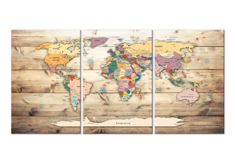 Leinwandbild World Map: Colourful Continents (3 Parts)