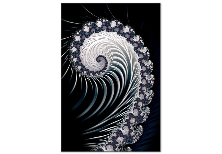 Leinwandbild Farnblume - abstrakt, psychedelisches Muster auf schwarzem Hintergrund