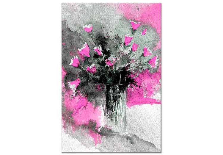 Leinwandbild Blumenstrauß in der Vase - Motiv mit Blumen in Grau-Rosa