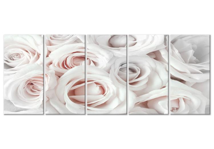 Leinwandbild Perlen-Rosenstrauß - Komposition mit Rosenknospen in Weiß-Rosa