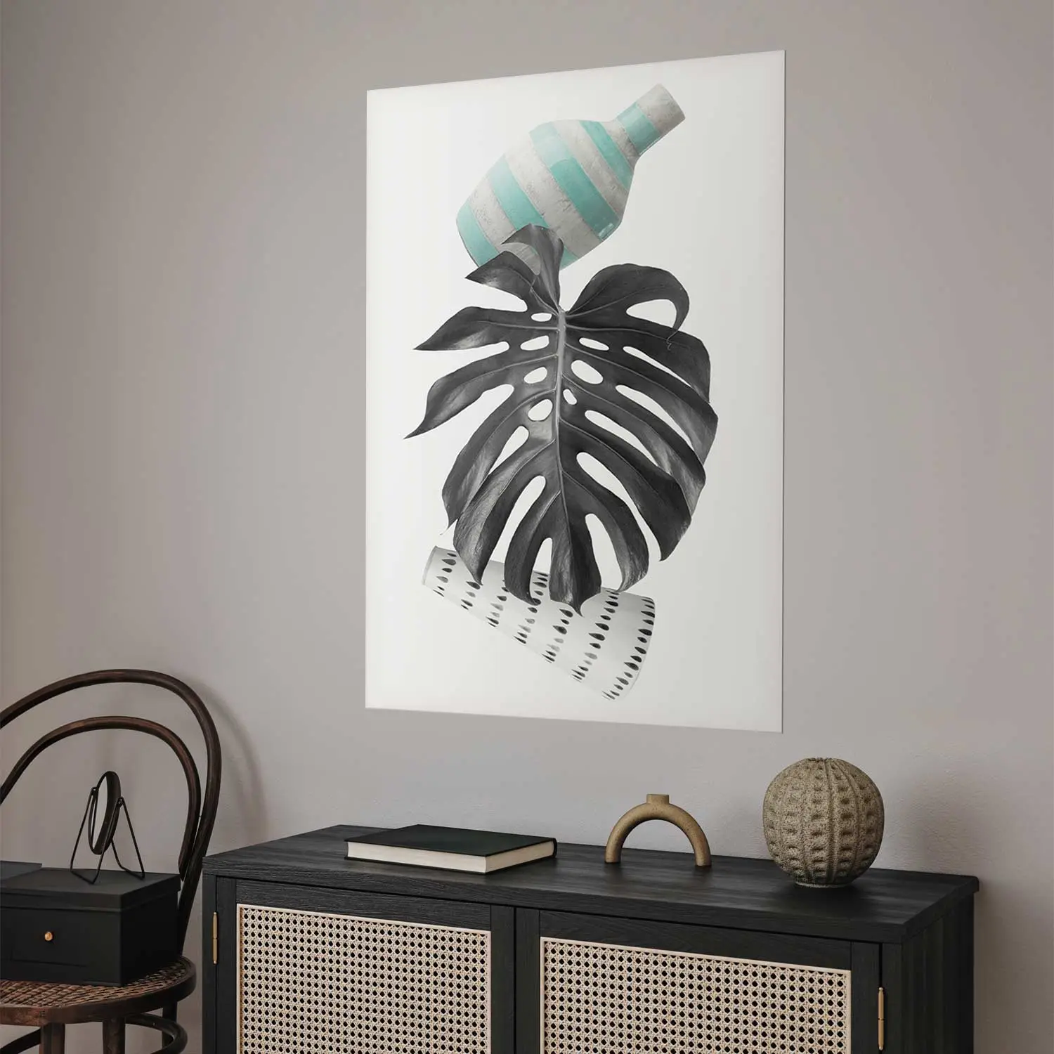 Poster Gesicht der Kunst - Bltter und Vasen im abstrakten Stil - Poster -  bimago