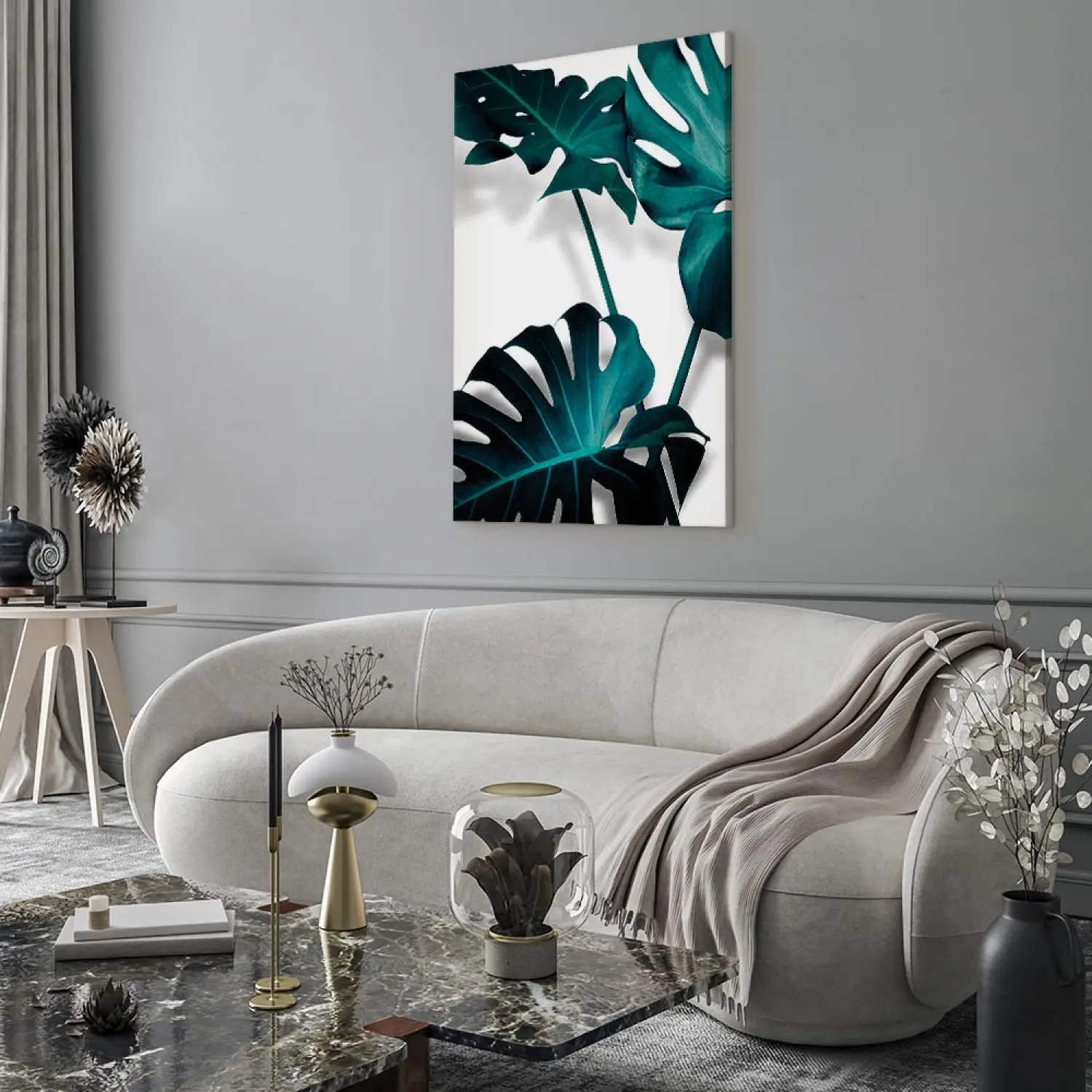 Leinwandbilder Blhende Monstera - smaragdgrne Farben der Pflanzennatur -  Monstera - bimago