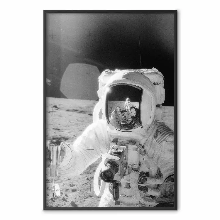 Beruf Astronaut - Schwarz-weißes Bild des ersten Menschen auf dem Mond