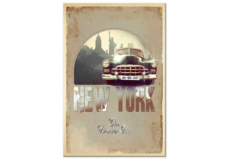 Leinwandbild Auto aus New York - Retro-Grafik mit der Freiheitsstatue