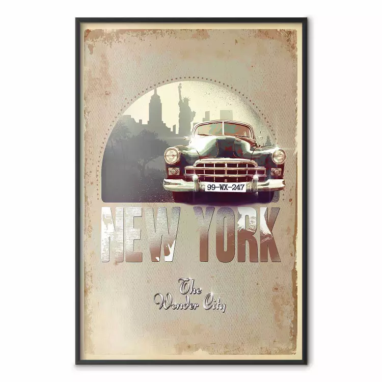 New York - Die Wunderstadt - New York Schriftzug und Retro-Auto
