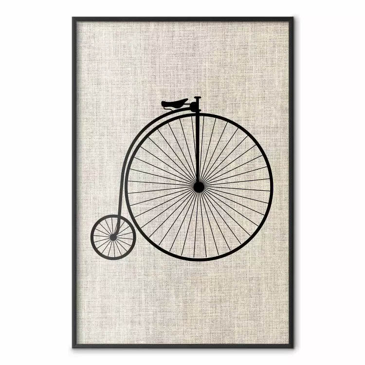 Vintage Fahrrad - Fahrzeug mit großem Vorderrad auf Stofftextur