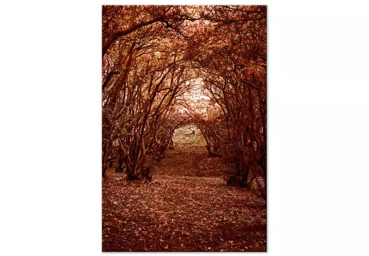 Baumallee - mit Blättern bedeckter Herbstlandschaftspfad im Wald