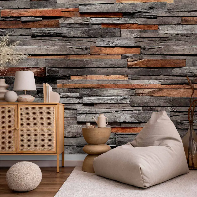 Zedernduft grau-braun - Holzwand aus nebeneinander befestigten Brettern