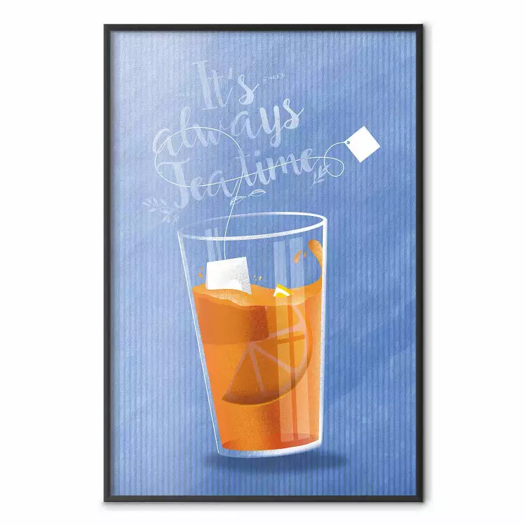 It's Always Tea Time - Orangefarbenes Glas mit englischer Schrift