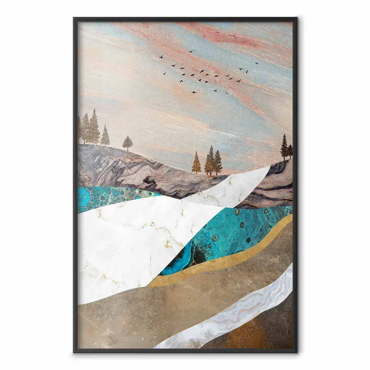 Berge und Täler - Abstrakte Landschaft einer weißen Straße am Himmel