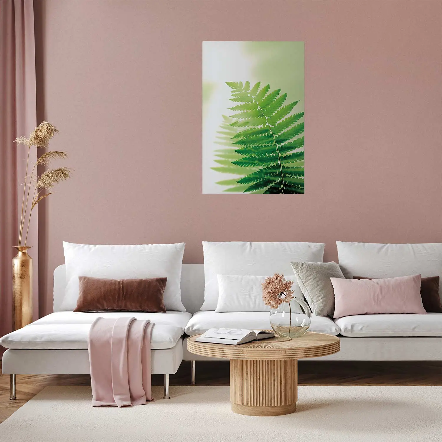 Wandposter Farn - Natrliche Pflanze mit Farnblttern auf grnem  Hintergrund - Poster - bimago