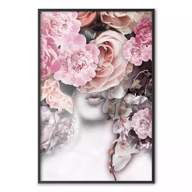 Gib mir einen Kuss - Abstraktes Portrait umgeben von Rosen