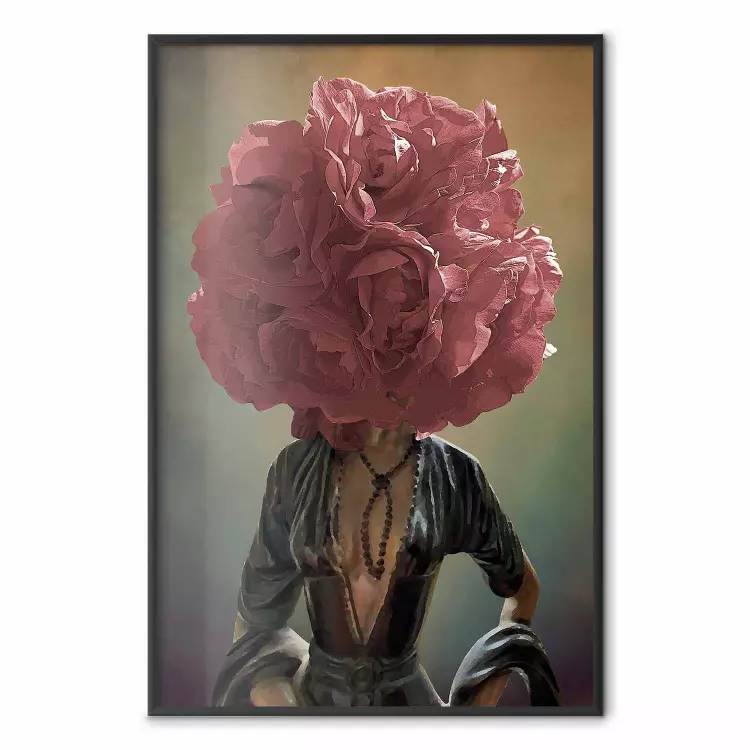 Blumige Gedanken - Abstrakte Frau mit roter Blume im Haar