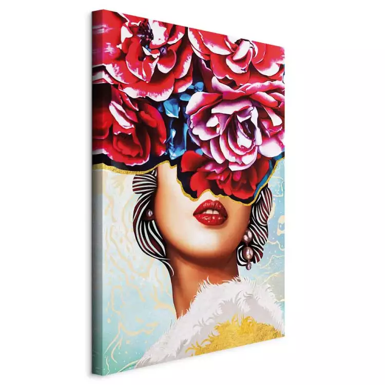 Süße Lippen (1-teilig) Hochformat - Abstraktion von Frau und Blumen