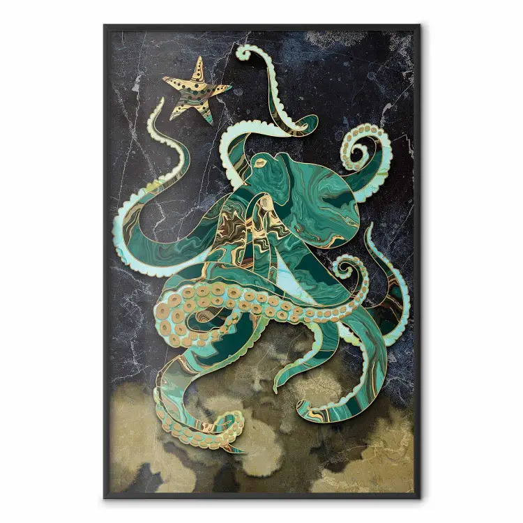 Feelyou Wandbild Ozean-Krake | 3-teilige Leinwand-Kunst (je 30,5x40,6 Cm) | Mit Holzrahmen & Aufhänger | Wasserfest | Für Wohnzimmer, Schlafzimmer, Büro