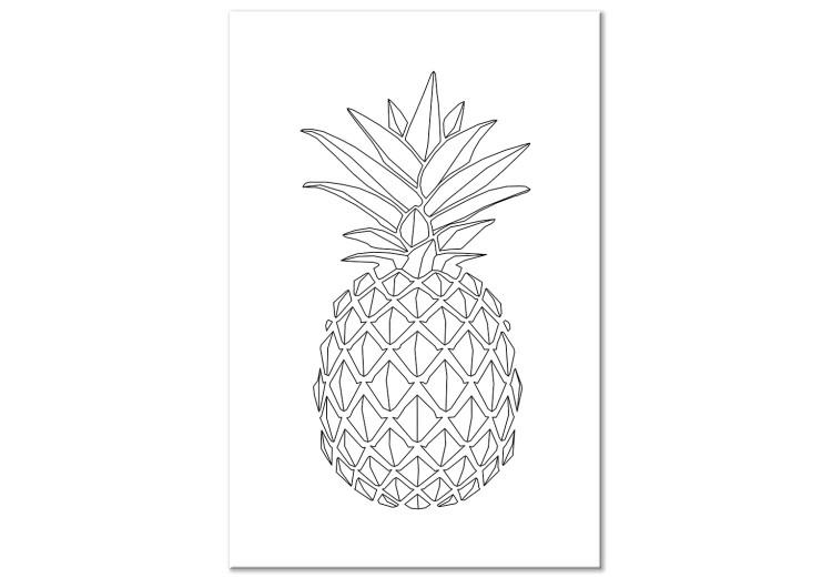 Leinwandbild Schwarze Umrisse der Ananas - eine minimalistische Zeichnung