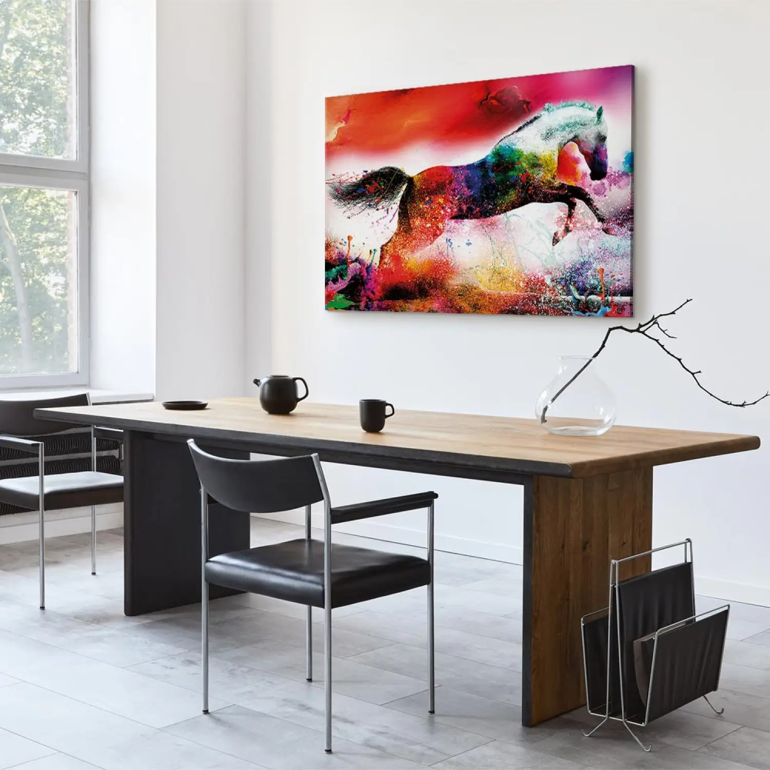 Wandbild Pferd Als Leinwand-Druck | 40x80 Cm | Abstrakte Tiermalerei | Für Wohnzimmer & Deko
