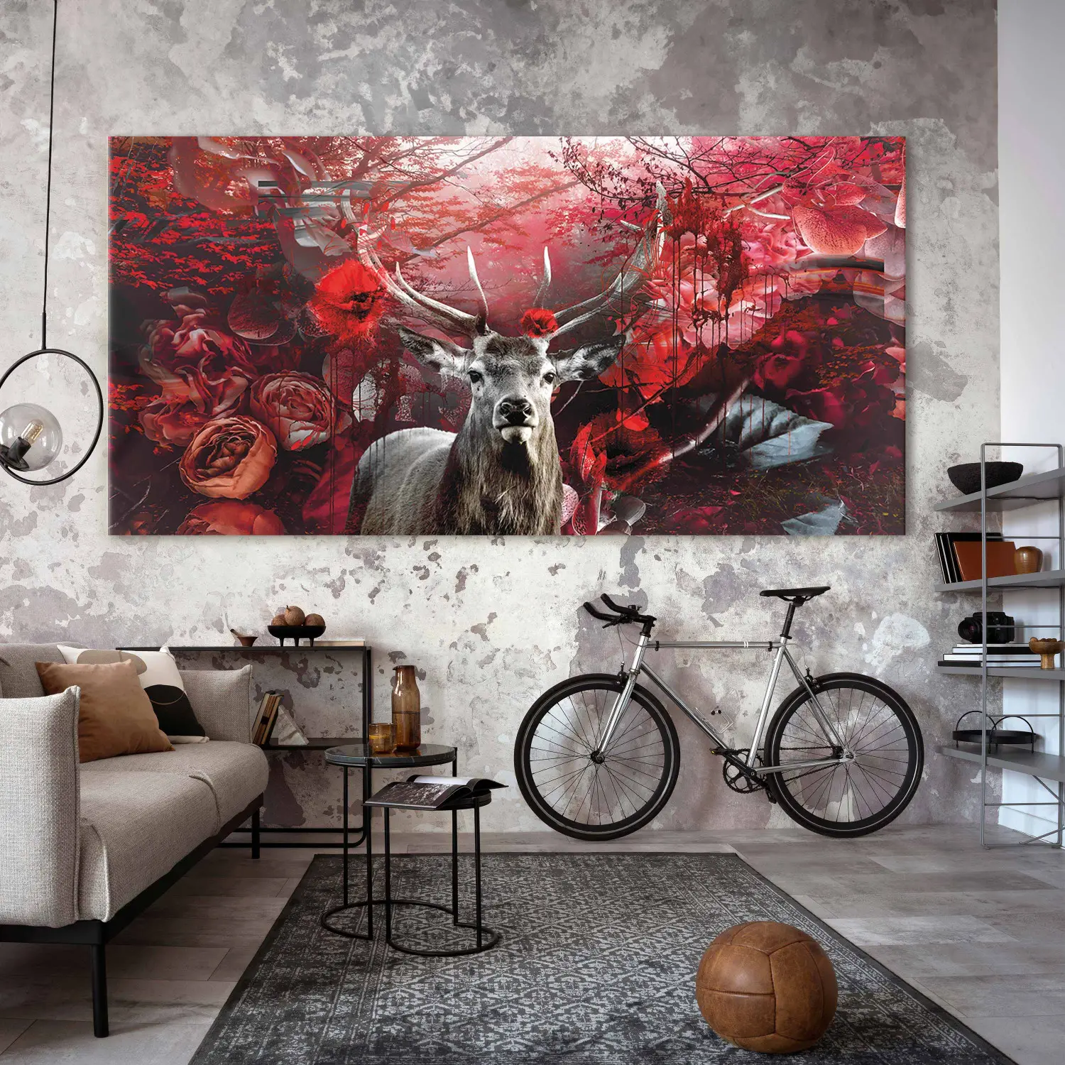 Tableau Décoratif Grand Format Sur Toile - Cerf Et Nature, Effet 3D - XXL, Personnalisable