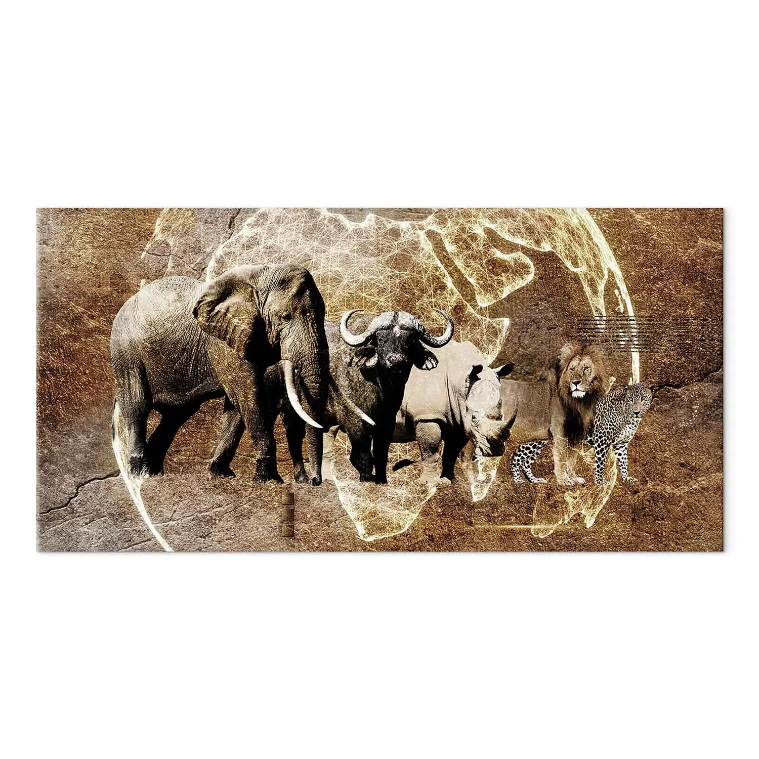 Bilder Afrika Massai Wandbild 200 X 80 Cm - 5 Teilig Vlies - Leinwand