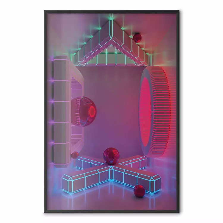 Vier Wände - Geometrische Figuren mit Neon auf abstraktem Hintergrund