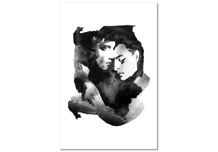 Liebesumarmung - aquarelle, Schwarz-Weiß-Grafik mit zwei Personen