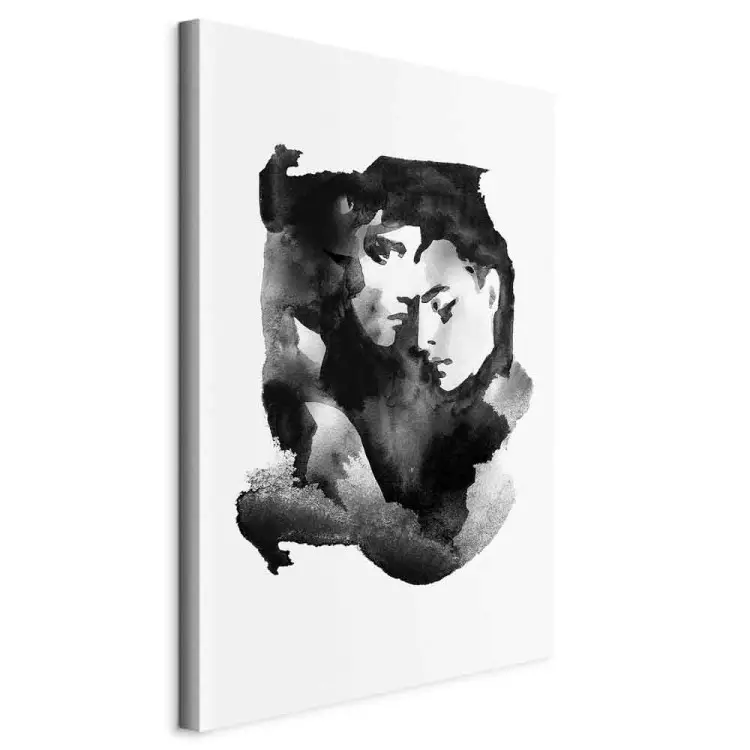 Liebesumarmung - aquarelle, Schwarz-Weiß-Grafik mit zwei Personen