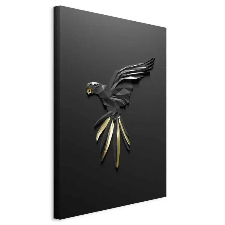 Schwarzer Papagei Hochformat - Geometrisch Vogel