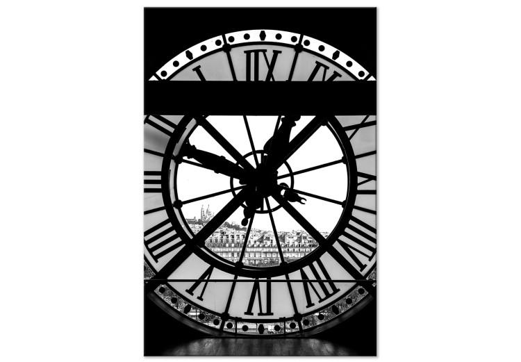 Leinwandbild Uhr von Sacré-Cœur - Schwarzweiß-Grafik der Architektur von Paris