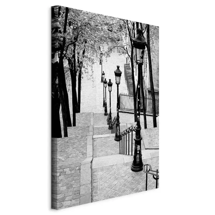 Montmartre Hochformat - Schwarz-weiße Gehwege in Paris
