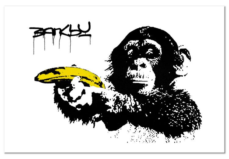 Leinwandbild Banksy: Monkey with Banana (1 Part) Wide