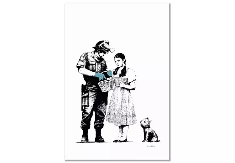 Mädchen, Hund und Polizist - jugendliche Grafik im Street-Art-Stil