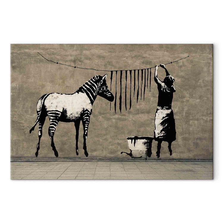 Leinwandbild Banksy: Washing Zebra on Concrete (1 Part) Wide