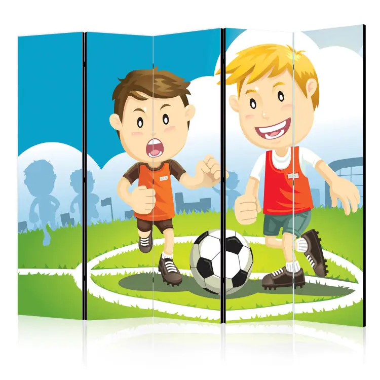 Fußballplatz II - Figuren, die Fußball auf dem Spielfeld spielen
