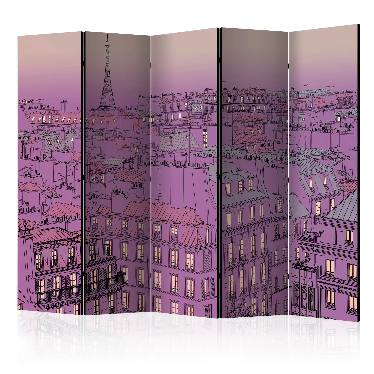 Deko Paravent Freitagabend in Paris II - Stadtarchitektur im Comic-Stil - Paravents