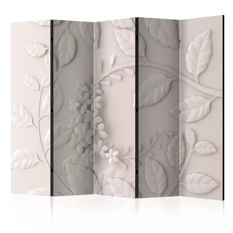 Papierblumen (Creme) II - Pflanzenmuster auf beige Hintergrund