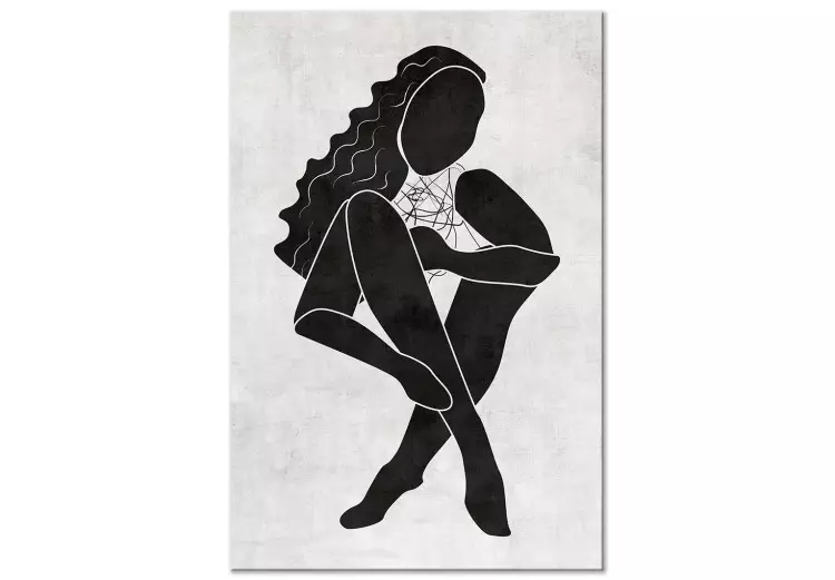 Sitzende Figur einer Frau - schwarz-weiße Silhouette einer Frau